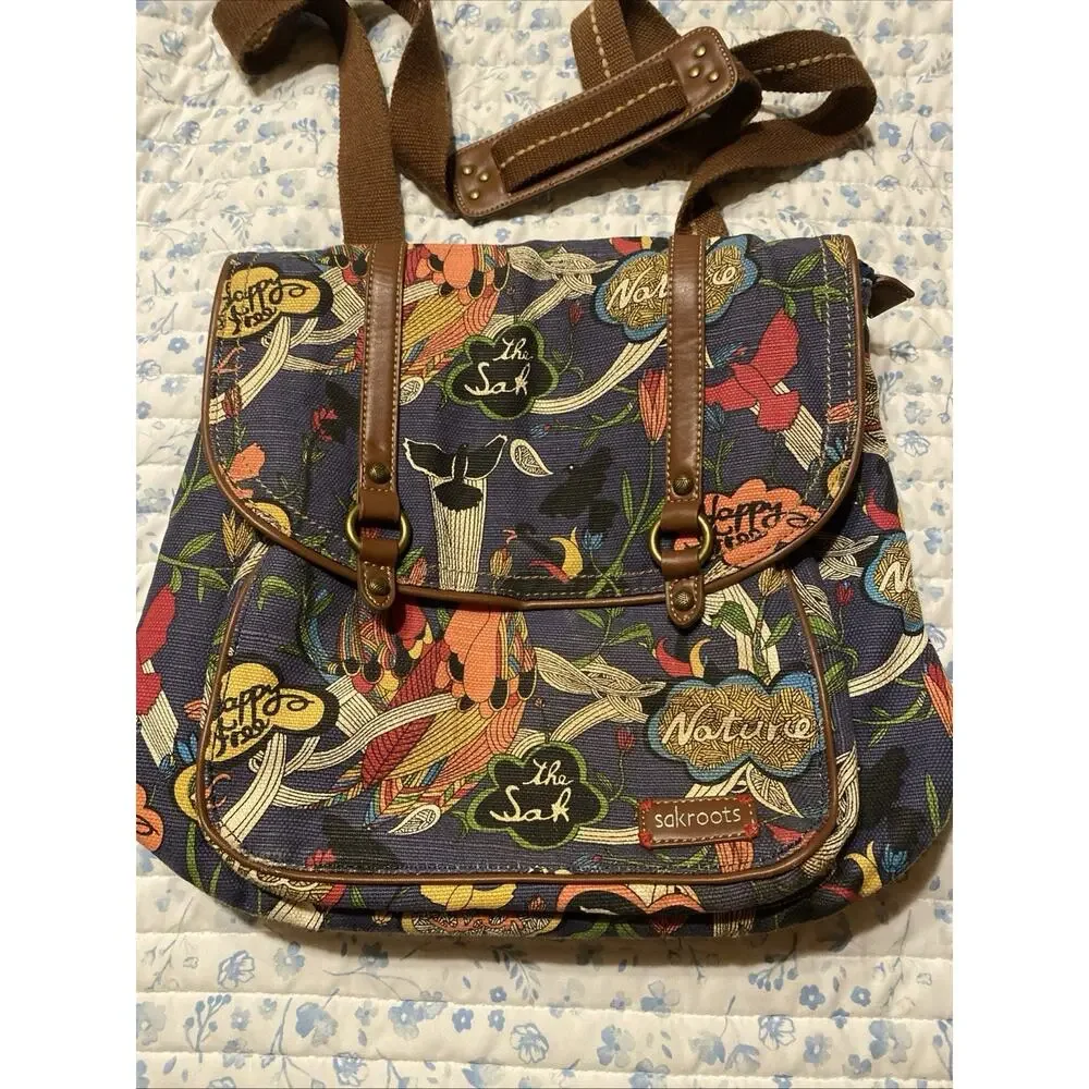 Sakroots Convertible Backpack Crossbody “peace” Boho Style Jute/cotton